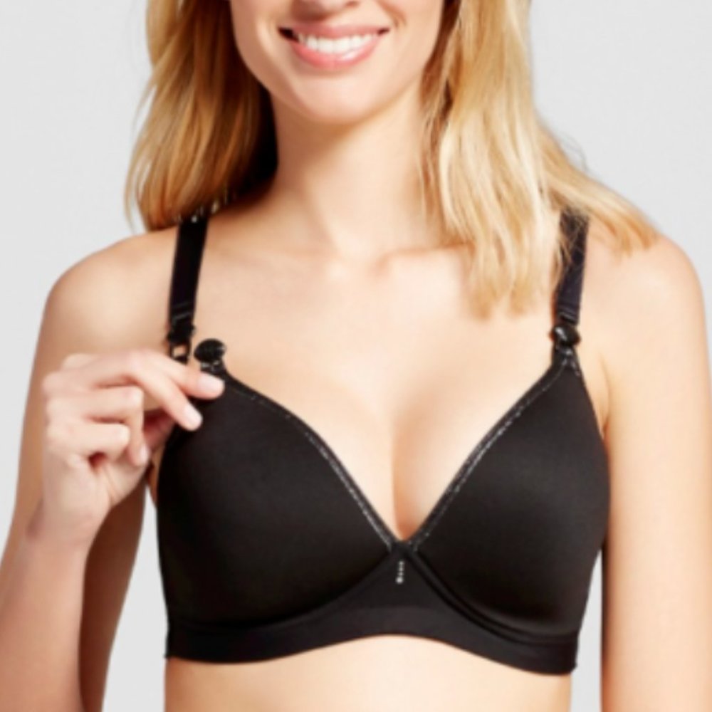 CACHE COEUR 3D Light Wireless Maternity/Nursing Bra 1107 Size 32D - Black NWT